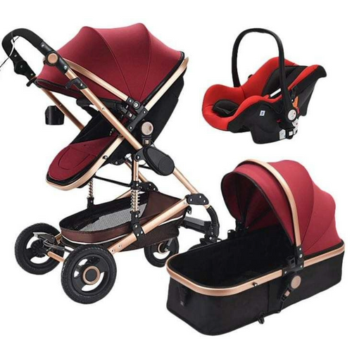 The Luxury High Landscape Stroller in Red.