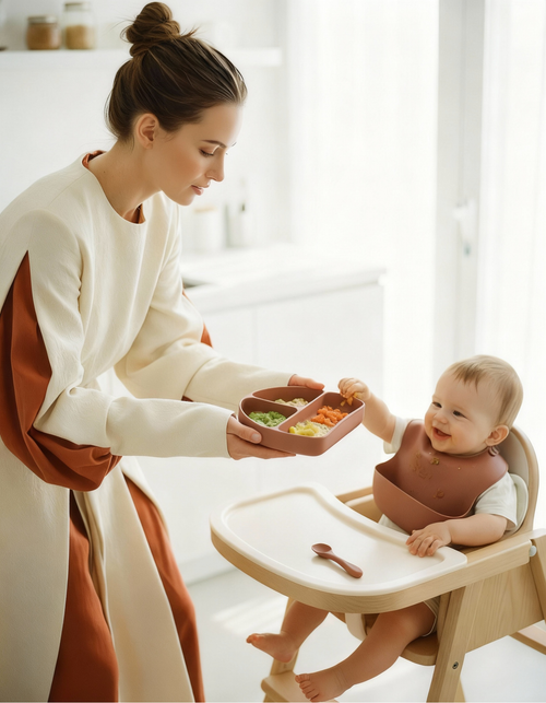 Olnna Baby Feeding Set — Silicone Plate + Bib + Cup + Spoon & Fork | Non-Slip | BPA-Free | Baby & Toddler Meal Set