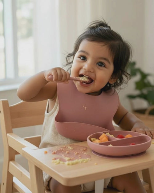 Olnna Baby Feeding Set — Silicone Plate + Bib + Cup + Spoon & Fork | Non-Slip | BPA-Free | Baby & Toddler Meal Set